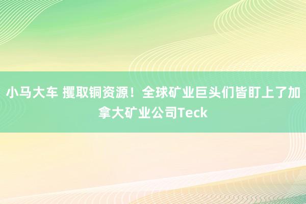 小马大车 攫取铜资源！全球矿业巨头们皆盯上了加拿大矿业公司Teck