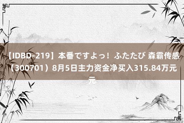 【IDBD-219】本番ですよっ！ふたたび 森霸传感（300701）8月5日主力资金净买入315.84万元