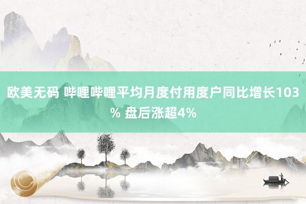 欧美无码 哔哩哔哩平均月度付用度户同比增长103% 盘后涨超4%