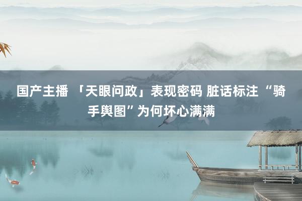 国产主播 「天眼问政」表现密码 脏话标注 “骑手舆图”为何坏心满满