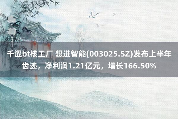 千涩bt核工厂 想进智能(003025.SZ)发布上半年齿迹，净利润1.21亿元，增长166.50%