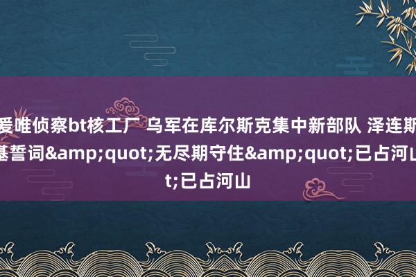 爰唯侦察bt核工厂 乌军在库尔斯克集中新部队 泽连斯基誓词&quot;无尽期守住&quot;已占河山